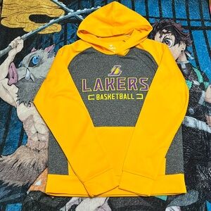 Fanatics NBA Los Angeles Lakers Yellow Grey Men's Pullover Hooded Jacket Medium